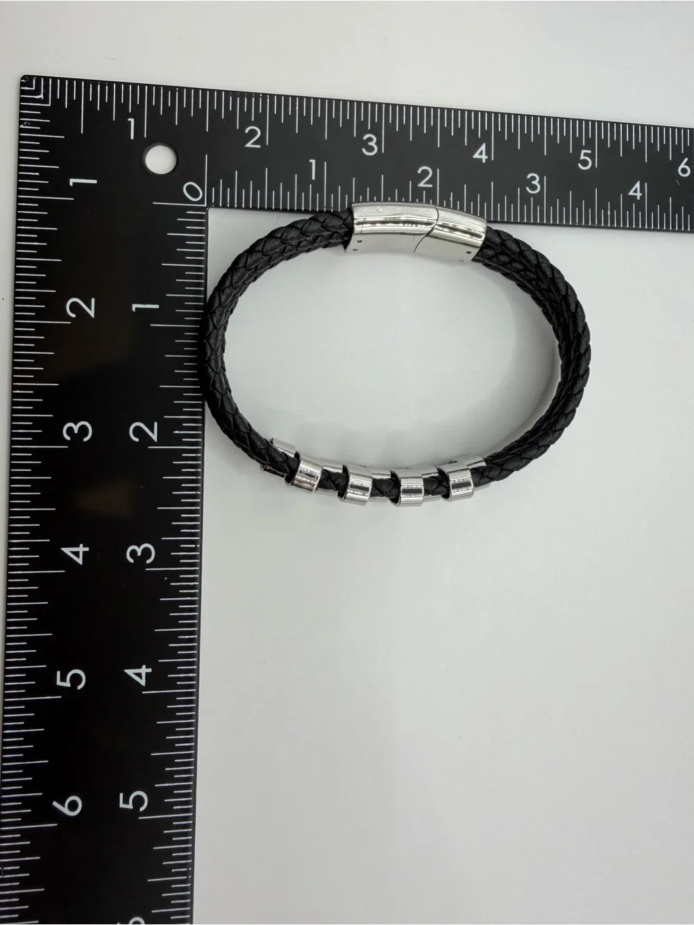 Men’s Braided Leather Bracelet | Triple Strand Stainless Steel Magnetic Clasp